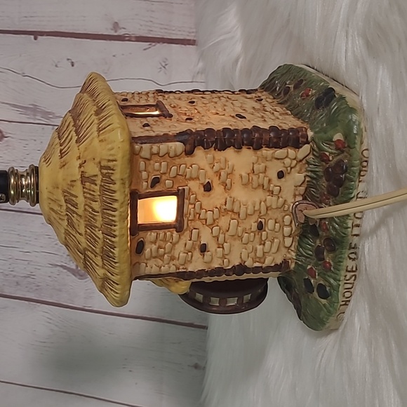 Vintage 90s House Of Lloyd Ceramic Cabin Water Wheel Light Up Table Lamp 10.5 " - Picture 6 of 10